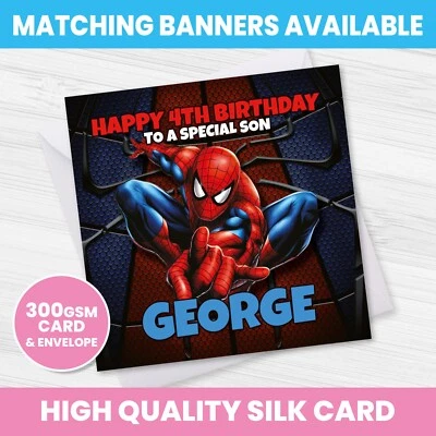 HAPPY HIPPO PARTY SUPPLIES PERSONALISED SPIDERMAN BIRTHDAY CARD ANY NAME AGE RELATION OCCASION