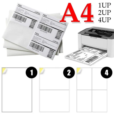Versandetiketten DIN A4 Etiketten Klebeetiketten Bögen selbstklebend 1up 2up 4up - Bild 1 von 4