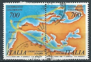 1990 ITALIA USATO CRISTOFORO COLOMBO DITTICO - K5 - Picture 1 of 1