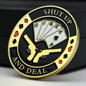 Texas Hold'em Poker moneta chip fortunato protegge le carte in mano medaglia d'oro - Foto 1 di 12