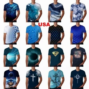 Men T-Shirt Novelty Funny Cool Graphic Print Fashion Summer Ultra Soft Tee Shirt - Picture 1 of 17