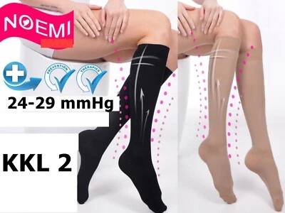 KKL 2 Knie KOMPRESSIONSSTRÜMPFE 280 DEN 23/32 mmHg Mikrofaser Reisestrümpfe S-XL - Bild 1 von 4