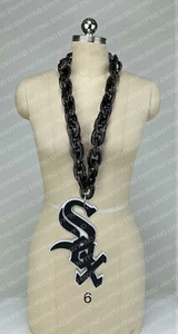 New MLB CHICAGO WHITE SOX BLACK Jumbo Big Fan Chain Necklace Foam MI USA - Picture 1 of 3