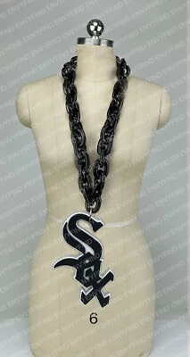 New MLB CHICAGO WHITE SOX BLACK Jumbo Big Fan Chain Necklace Foam MI USA - Image 1 of 3