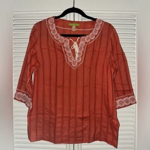 Sigrid Olsen Women's Embroidered Boho Tunic Top Size M *FLAW* - Picture 1 of 11
