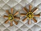 Weiss Vintage Clip Earrings Large Painted Metal Tan/Yellow Gold Over 2 Across