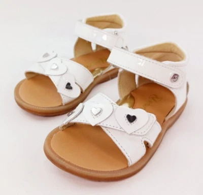 NATURINO French Boutique Girls Sandals White Silvertone Heart US 6.5 EU 23 Italy - Image 1 of 4
