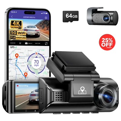 AZDOME 4K+1080P Pro Dashcam vorne und hinten 5G WiFi GPS Parkmodus Auto Recorder - Bild 1 von 4