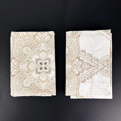 Juego [2] NUEVO Pottery Barn Sonya Paisley Medallion Orgánico Estándar Shams Neutro Foto 1 de 4