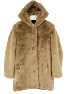 Sandro Honey Mantel Damen (Eu) 36 Kunstpelz Kapuze Gefüttert Weich Mittellang - Bild 1 von 12