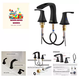 2-Handle Widespread Waterfall Roman Bathtub Faucet Tub Filler with Valve, Mat... - Picture 1 of 10