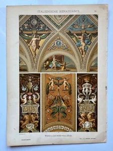 Italian Renaissance Wall Ceiling Painting chromolithograph 1889 Dolmetsch - Picture 1 of 6