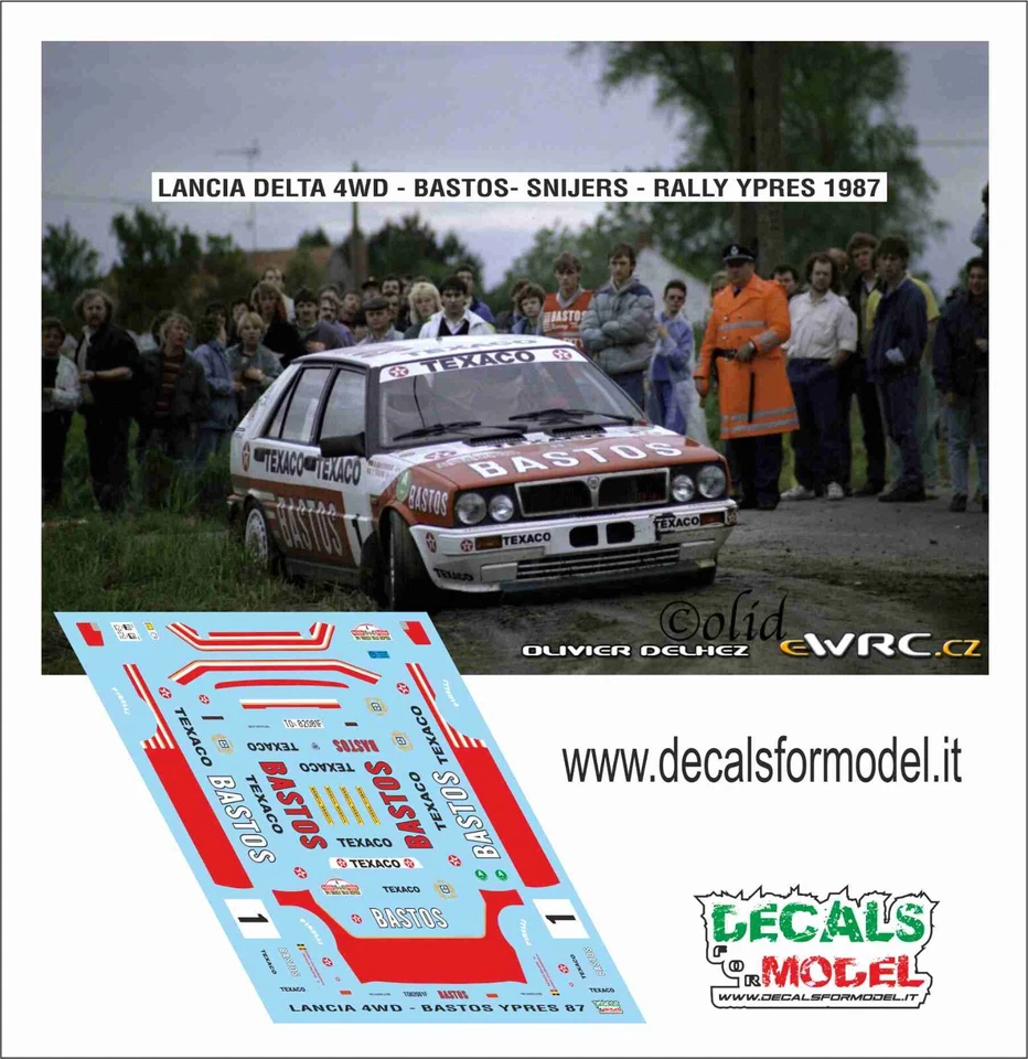 DECALS 1:43 LANCIA DELTA 4WD BASTOS SNIJERS RALLY YPRES 1987 - Immagine 1 di 1