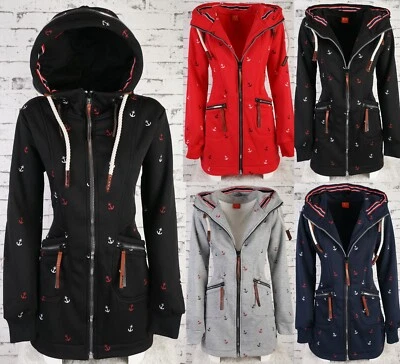 Damen Sweat Parka Mantel Jacke Kapuze Fleece gefüttert Hoodie Anker M - 5XL - Bild 1 von 4
