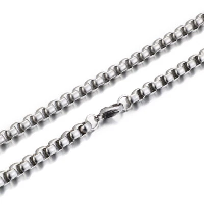 4 мм 30 дюймов серебро из нержавеющей стали коробка-Rolo цепочка ссылка ожерелье женщин мужской подарок - Изображение 1 из 3