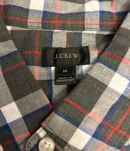 J CREW NWT HEATHERED COTTON Red  Gray Plaid Sz M  Button Up Dress Casual Shirt - Picture 1 of 7