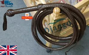 12 Fuß 12 Zopf schokobraun echtes genarbtes Leder Peitsche strapazierfähig Bullwhip - Bild 1 von 5