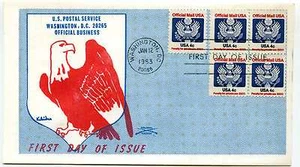 O128 4c, Official Colonial, block of 4, FDC - Picture 1 of 1