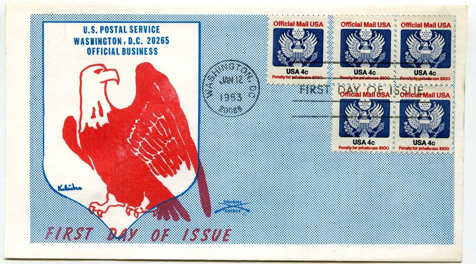 O128 4c, Official Colonial, block of 4, FDC - Image 1 of 1