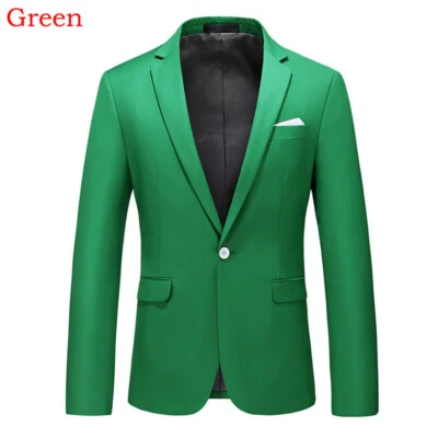 Men Smart Formal Dress Suit Jacket Notch Lapel Blazer Top Coat Wedding Party - Image 1 of 4