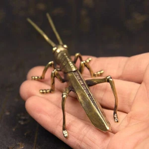 Solid Brass Locust Figurines Antique Statue Insect Animal Tea Tray Home Decor US - Picture 1 of 7