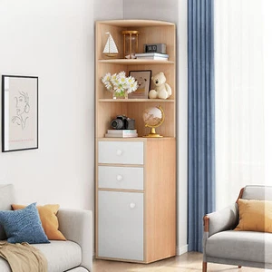 Tall Corner Cabinet, Sofa Side Corner Storage Cabinet, Triangle Corner Hutch - Picture 1 of 12