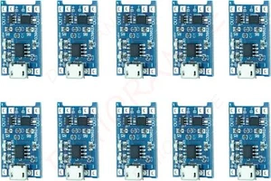 10Pcs TP4056 Micro USB Port 5V 1A 18650 Lithium Battery Charger Board W/ Protect - Picture 1 of 5