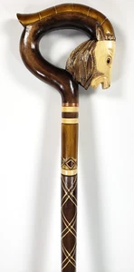 Bastón Madera Bastón Tallado Cabra Carnero Montaña Cabra Madera 36" Nuevo - Imagen 1 de 12