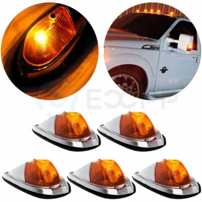 5x Teardrop Amber Cab Marker Roof light Semi trailer truck Clearance pickup - Image 1 of 4