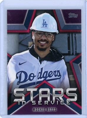 2021 Topps Series 1 Mookie Betts LA Dodgers Stars In Service Insert Card #SIS-7 - Image 1 of 2