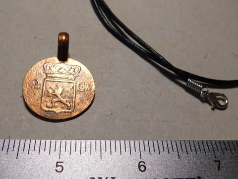 1838 Dutch shipwreck coin made into a unique pendant necklace !!  #626nedneck-1 Cover