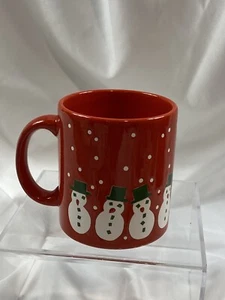 Vintage Waechtersbach Coffee Mug Red White Snowmen Holiday Christmas Germany - Picture 1 of 7