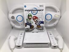 Nintendo Wii Console Mario Kart Game Pack 2 X Controllers & Wheels FREE P&P