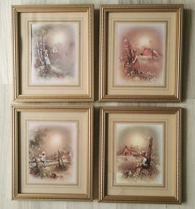 Andres Orpinas Vintage Prints x 4 In Gold Frames Small Gallery Wall Pictures - Picture 1 of 18