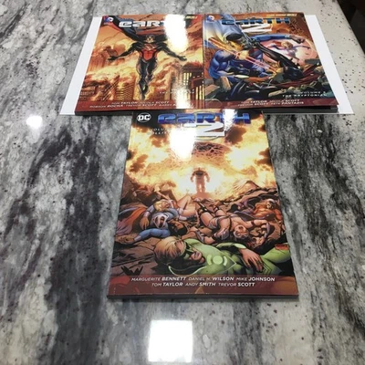 JLA “EARTH 2”,  Vol #4, #5, #6- TPB Graphic Novels-by Taylor, Scott, Bennett-NEW - Image 1 of 4