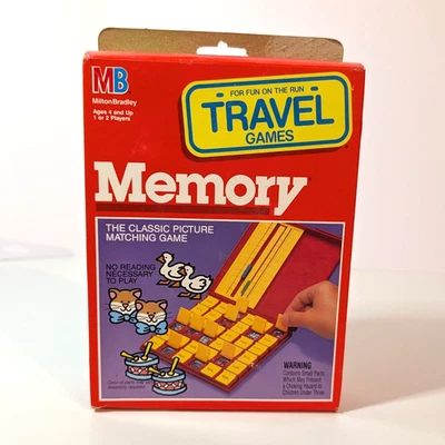 Memory Mini Travel Game Vintage 1989, Milton Bradley, Kids Fun Picture Matching - Image 1 of 4