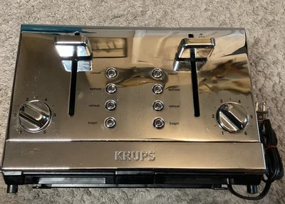 Krups KH734D50 1500W Wide-Slot Toaster Bread Bagels - Silver - Image 1 of 4