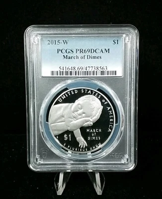 2015-W $1 Proof March of Dimes Commemorative Silver Dollar PCGS PR69DCAM #5890 - Image 1 of 2