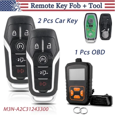 2 Smart Remote Key Fob 5 Button For 2015 2016 2017 Ford F150 + Programmer Tool - Image 1 of 4