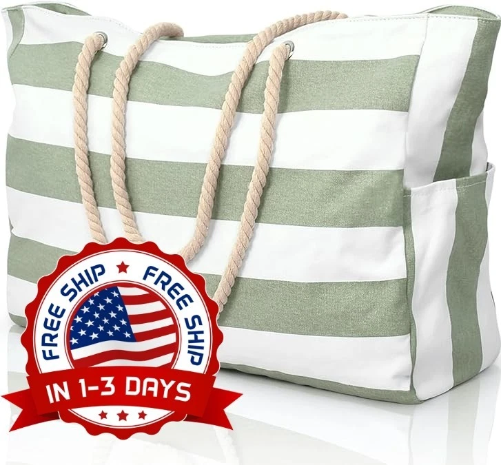 Bolsos De Playa Para Mujer, Bolsos De Playa Grandes Con Cremallera Impermeável. - Imagem 1 de 4