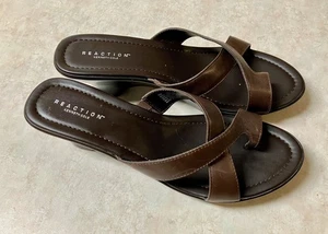 Kenneth Cole Sandals Womens Size 9M "Reaction" Dk Brown Slip On Platform - Picture 1 of 8