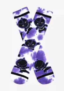 Marvel Black Panther Chibi T'Challa Tie-Dye Crew Socks Size 6-12 - Picture 1 of 3