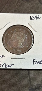 1846 1C Small Date BN Braided Hair Cent - Bild 1 von 2