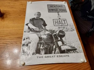 Steve McQueen The Great Escape 1960's Vintage Black White Movie Poster 24x37 - Picture 1 of 11