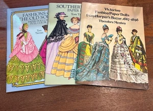 Lot Of 3 Vintage Uncut Paper Doll Books Victorian & Southern Belle, PB - Picture 1 of 7