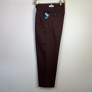 Vintage Roundtree & Yorke Herrenhose 32 x 30 weinrot plissiert gerade Baumwollhose neu mit Etikett - Bild 1 von 17