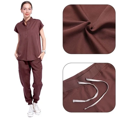 Conjunto Médico Mujer Ajustado Elástico Top y Pantalones de Correr con Multi Bolsillo Yoga Cintura Foto 1 de 4