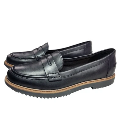 Mocasines Clarks Raisie Eletta Penny para mujer talla 8 M cuero negro sin cordones nuevos sin etiquetas Foto 1 de 4