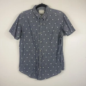 Deus ex Machina men's blue polka dot short sleeved button up shirt cotton Size M - Picture 1 of 10