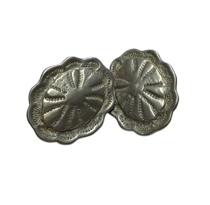 Vintage Silver Concho Clip On Earrings Western Sand Dollar Style Statement Boho - Picture 1 of 3